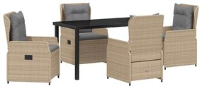 Conjunto de Jantar de Jardim 5 Peças Bege em Rattan Sintético