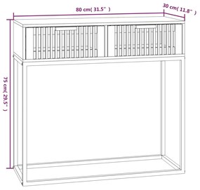 Mesa consola 80x30x75 cm derivados de madeira e ferro