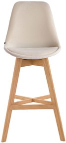 Banco de bar Cannes em veludo e com estrutura de Cor Natural 48 x 112 x 56 cm Creme