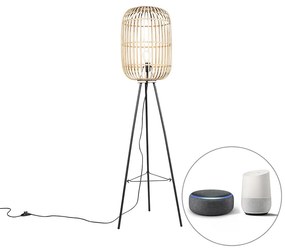 LED Candeeiro de pé inteligente rústico em vime com Wi-Fi A60 - Manila Rústico