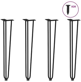 vidaXL Pernas de grampo para mesas de console para mesa de console 4 peças Preto 72 cm Aço maciço