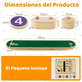 Conjunto de traves de equilíbrio Montessori com pedras para mais de 1 criança Traves de equilíbrio em madeira para coordenação e capacidades motoras