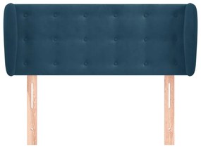 Cabeceira de cama c/ abas veludo 83x23x78/88cm azul-escuro