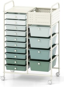 Carrinho de Armazenamento, 63 x 37 x 87,5 cm, 14 Gavetas, Verde
