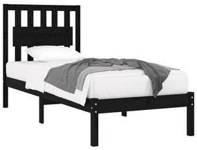 Estrutura de cama pequena solteiro 75x190 cm pinho maciço preto