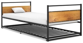 vidaXL Estrutura de cama de puxar 90x200 cm metal preto