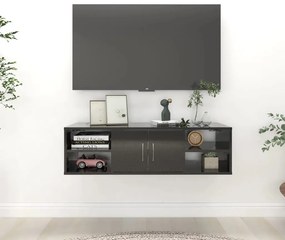 vidaXL Estante de parede 102x30x29cm derivados madeira preto brilhante