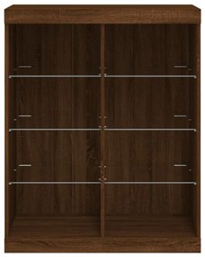 Aparador com luzes LED 81x37x100 cm carvalho castanho