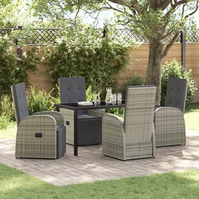 Conjunto de Jantar para Jardim de 5 Peças com Almofadas Cinza Rattan P