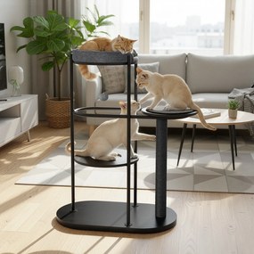 Arranhador para gatos moderno 80 x 43 x 107 cm vários níveis preto