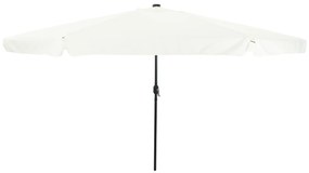 Parasol de Jardim vidaXL com Luzes LED ø395x245 cm Branco Areia