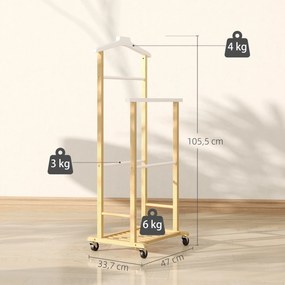 Cabide de Pé de Bambu com Rodas Cabide para Roupas com Barras para Calças e Prateleira Inferior para Sapatos Estilo Nórdico 47x33,7x105,5 cm Madeira e