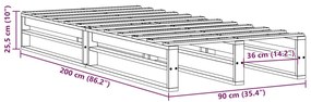 Cama sem colchão 90x200 cm madeira de pinho maciça branco