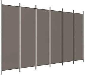 Divisória/biombo com 6 painéis 300x200 cm tecido antracite