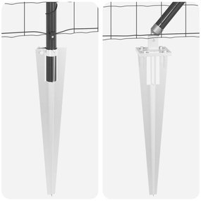 Cerca Euro com 7 postes de ancoragem 0.4x10 m Aço Galvanizado Cinza