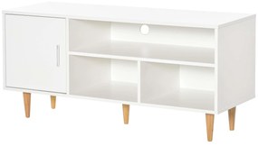 HOMCOM Móvel de TV para Televisores de até 60” Móvel de Sala de Estar Moderno com Armário 3 Compartimentos 120x40x55cm Branco