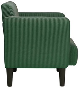 Poltrona com apoio de braços 54 cm tecido corduroy verde escuro