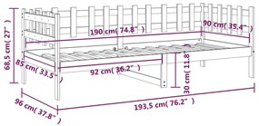 Sofá-cama 90x190 cm madeira de pinho maciça cinzento