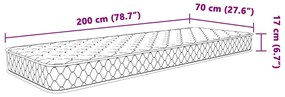 Colchão de espuma de memória 70x200x17 cm branco