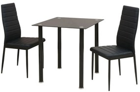 Conjunto mesa de jantar e cadeiras 3 pcs preto