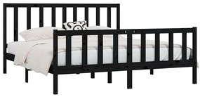 Estrutura de cama 200x200 cm madeira maciça preto
