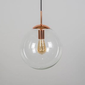 Candeeiro de suspensão Art Déco cobre com vidro transparente 30 cm - Ball 30