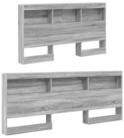 Cama com Estante Cinza Sonoma 140x200 cm Madeira Industrial