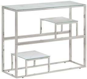 vidaXL Mesa consola aço inoxidável e vidro temperado prateado