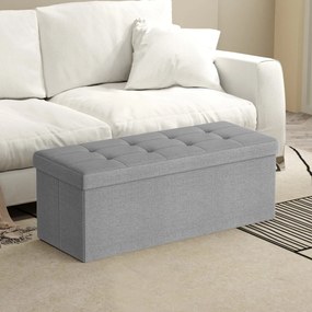 Banco com espaço de arrumação, 38 x 110 x 38 cm cinzento claro