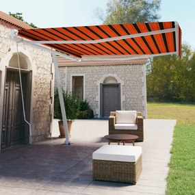 vidaXL Toldo retrátil manual independente 400x350cm laranja e castanho