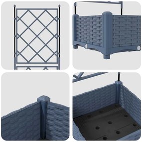 Vaso de Jardim com Treliça Cinza 40x40x125.5 cm