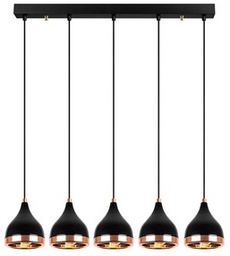 Candeeiro de Teto Yildo – Preto e Cobre – 85 x 15 cm