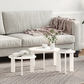 vidaXL Conjunto de Mesas de Café 3 pcs Branco 47.5 x 47.5 x 27 cm