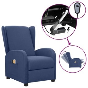 vidaXL Poltrona de massagens elétrica tecido azul