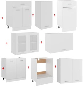 8 pcs conjunto armários de cozinha derivados de madeira branco