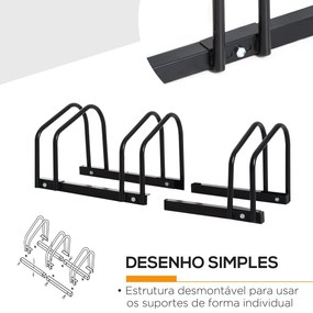 HOMCOM Estacionamento para 3 Bicicletas Suporte de Aço para Estacionar