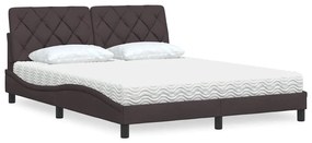 vidaXL Cama com colchão 160x200 cm tecido castanho-escuro