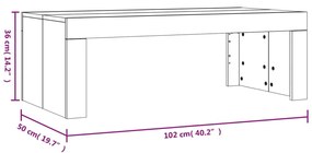 Mesa de centro 102x50x36 madeira processada cinza cimento