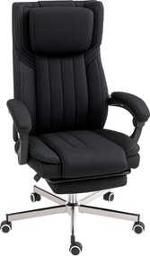 Cadeira de escritório giratória com encosto reclinável e altura ajustável, 65 x 61 x 105-113 cm, preta