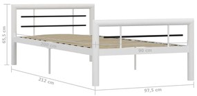 Estrutura de cama 100x200 cm metal branco e preto