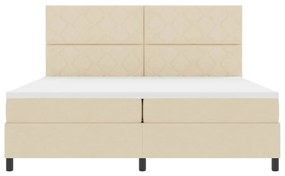 Cama com Estrado e Colchão com Luz LED - Creme, 200 x 200 cm, Tecido