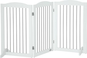 PawHut Barreira para Cães Dobrável 154x30x80 cm com Suporte e 3 Painéis Branco | Aosom Portugal