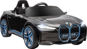 HOMCOM Carro Elétrico para Crianças BMW i4 12V com Controlo Remoto Música MP3 Ecrã Luzes e Cinto de Segurança 115x67x45 cm Preto | Aosom Portugal