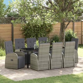 vidaXL Conjunto de Jantar de Jardim 9 pcs Cinzento 200 x 80 x 73 cm