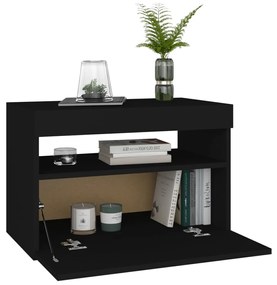 Móvel de TV com luzes LED 60x35x40 cm preto