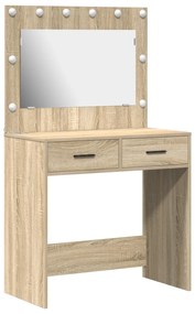 Mesa de Maquilhagem com Luzes LED Carvalho Sonoma 78.5x41x135 cm