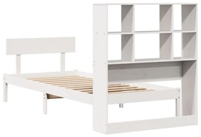 Cama com estante sem colchão 90x190 cm pinho maciço branco