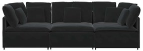 Sofá modular com almofadas veludo preto