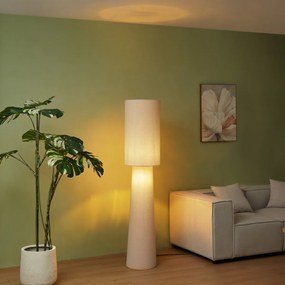 Candeeiro de pé Japandi bege tecido teddy 2-luzes - Trompet