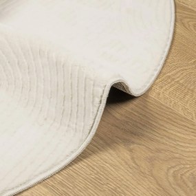 Tapete de pelo curto IZA visual escandinavo Ø 80 cm cor creme
